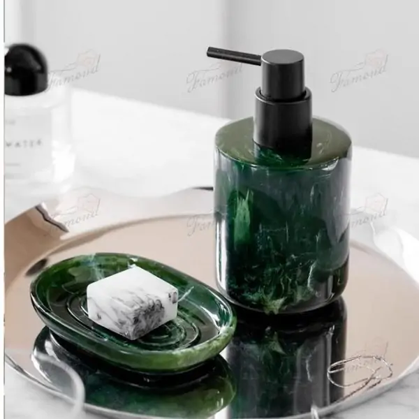 Eco-Friendly GRS Resin Jade-Inspired Classical Set - Premium Hotel Supplies in Sophisticated Black Green